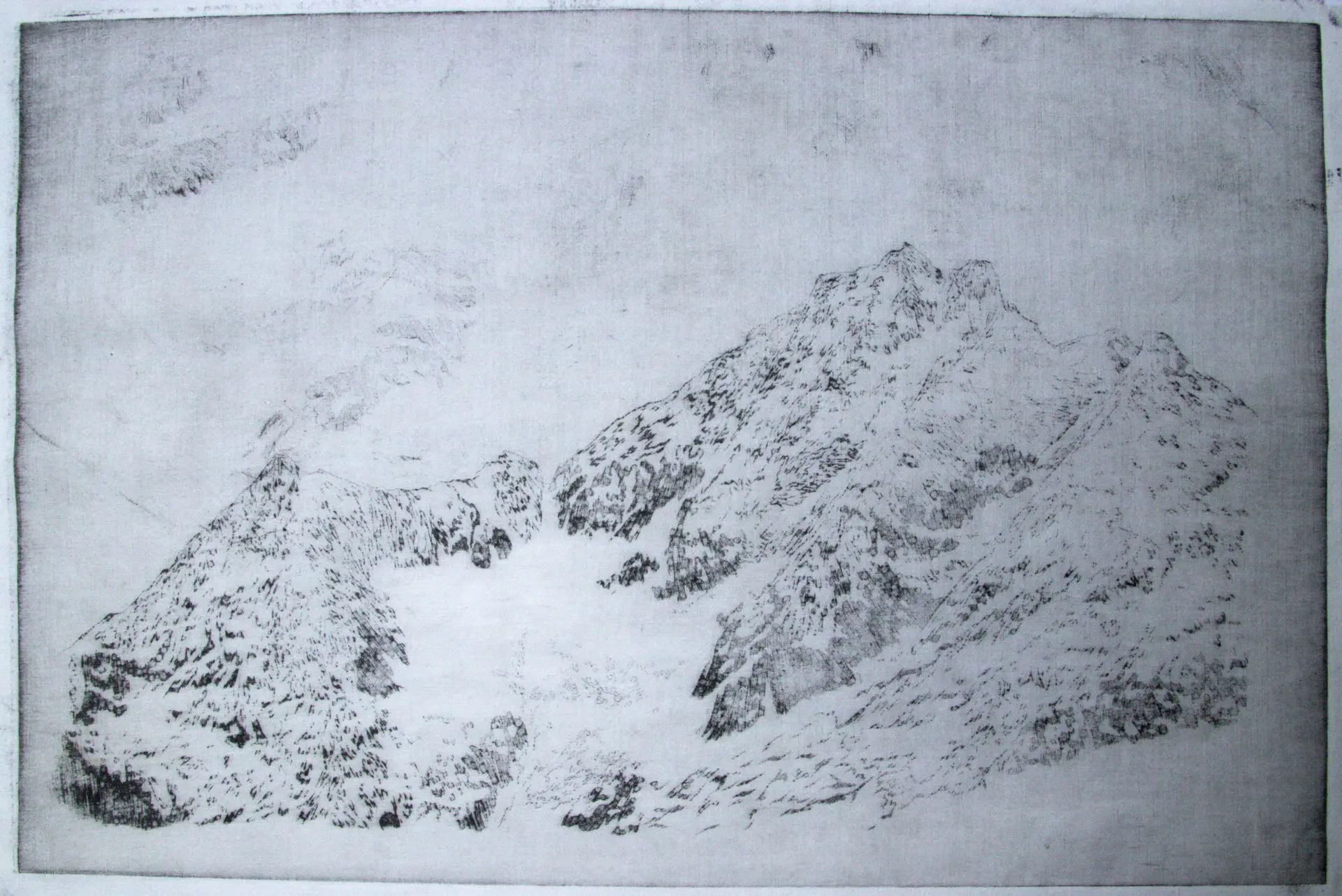 Tête de l'Ours, Gravure tirée sur tissu